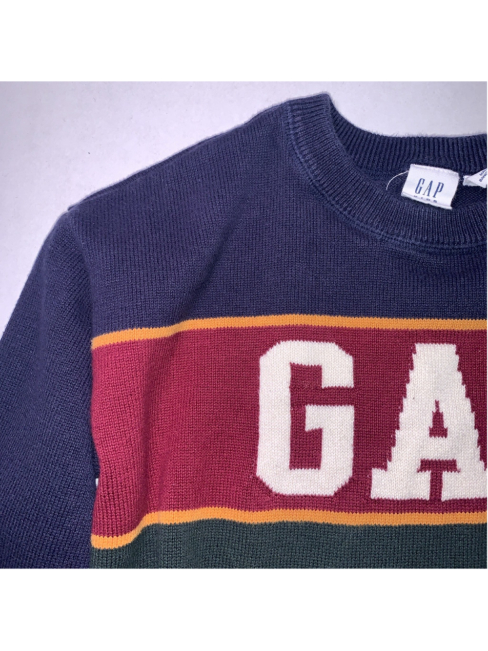 Gap Kids Boys Tops Striped Gap Logo Crew Neck School Sweater Size 8 Medium Boys - Picture 5 of 16